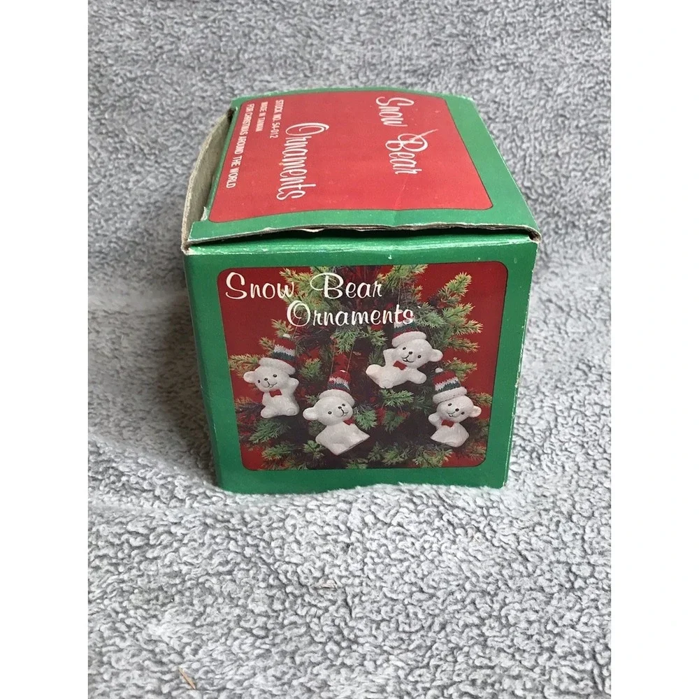 Vintage Christmas Around The World Snow Bear Ornaments‎ W/Box Set of 4 54012